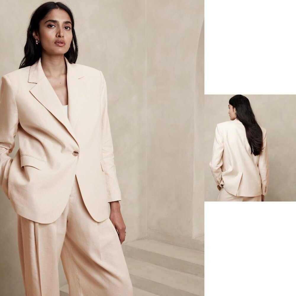 Banana Republic Cream Single-Button Blazer